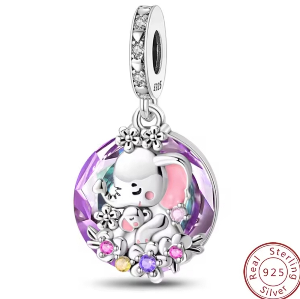 Sterling Silver Mother Love Charm with Purple Accents